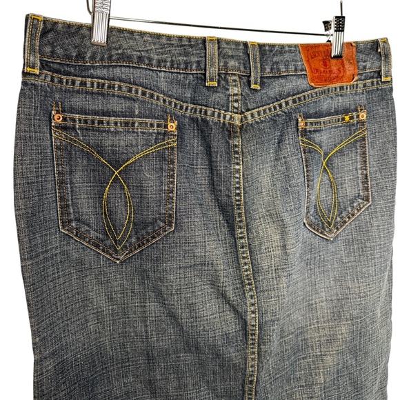LUCKY BRAND VINTAGE DENIM MIDI SKIRT Y2K 2000’s SZ 14/32 - Picture 10 of 10